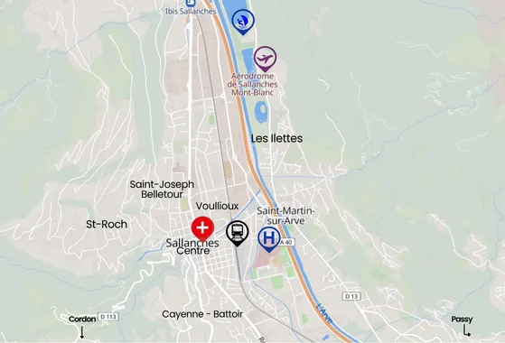 Carte de Sallanches et points d'intérêts